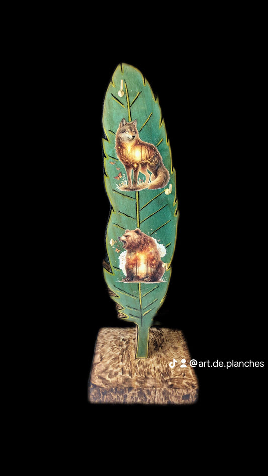 Porte clés « Plume » sur socle