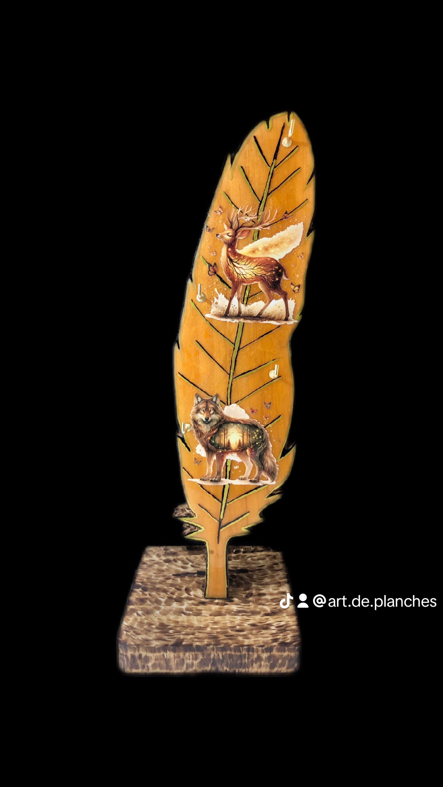 Porte clés « Plume » sur socle