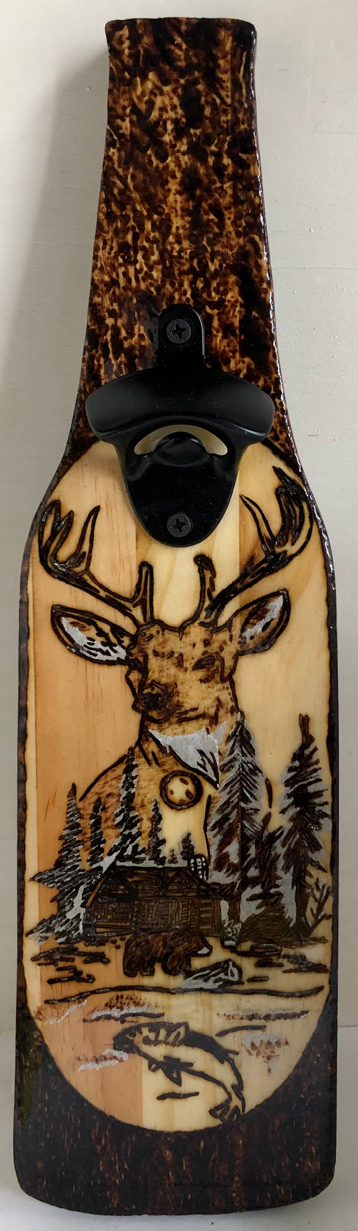 Décapsuleur mural pyrogravure