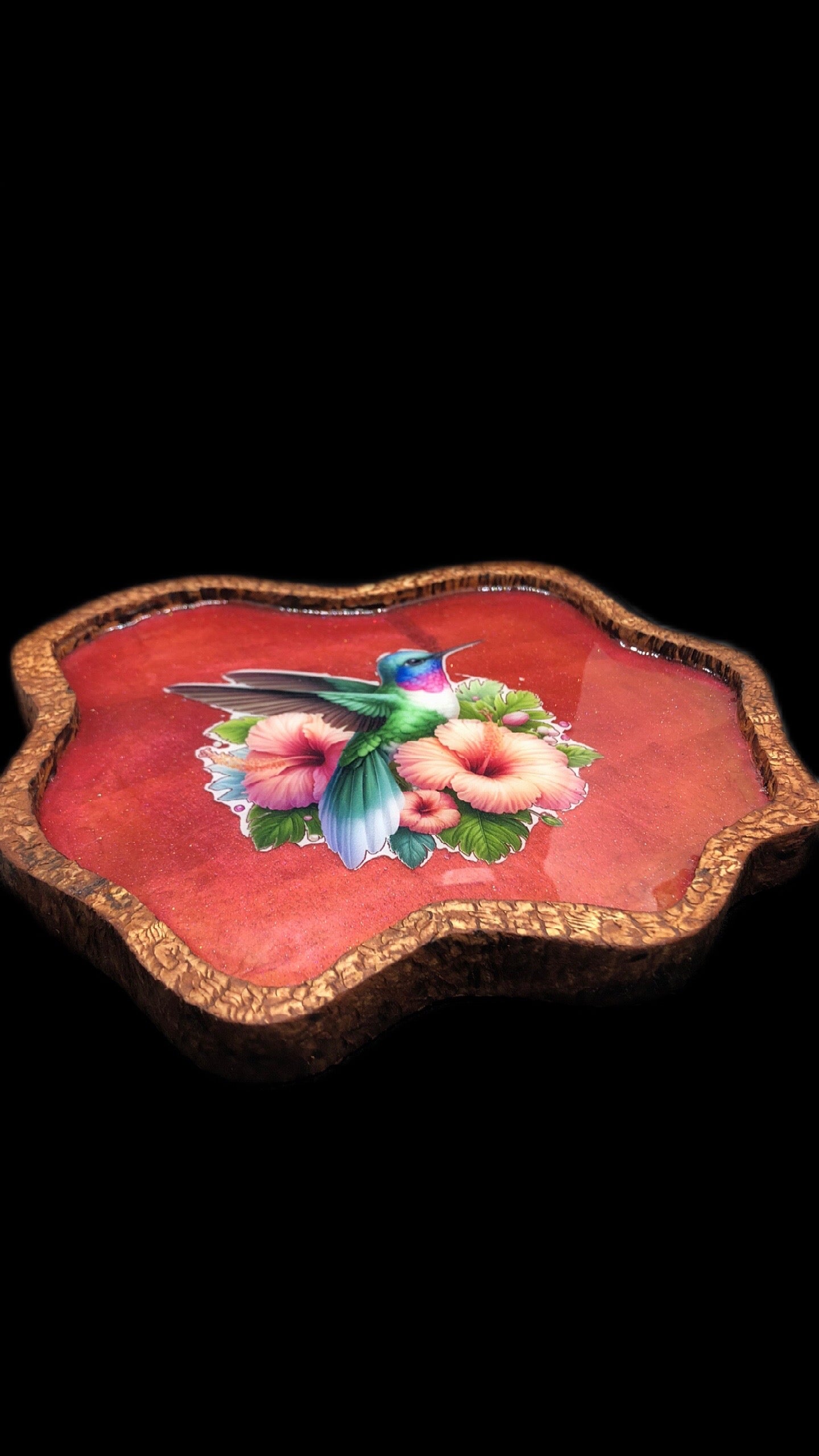 Plateau en bois et resine